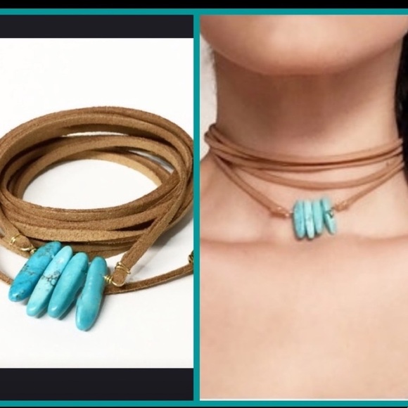 Free People Jewelry - LAST! turquoise style vegan suede wrap choker